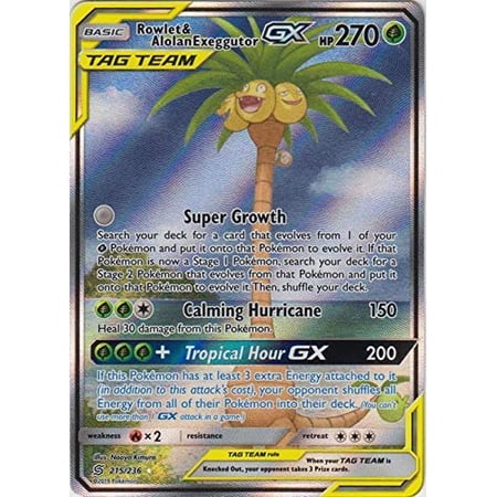 Rowlet & Alolan Exeggutor Tag Team GX - 215/236 - Full Art Ultra Rare