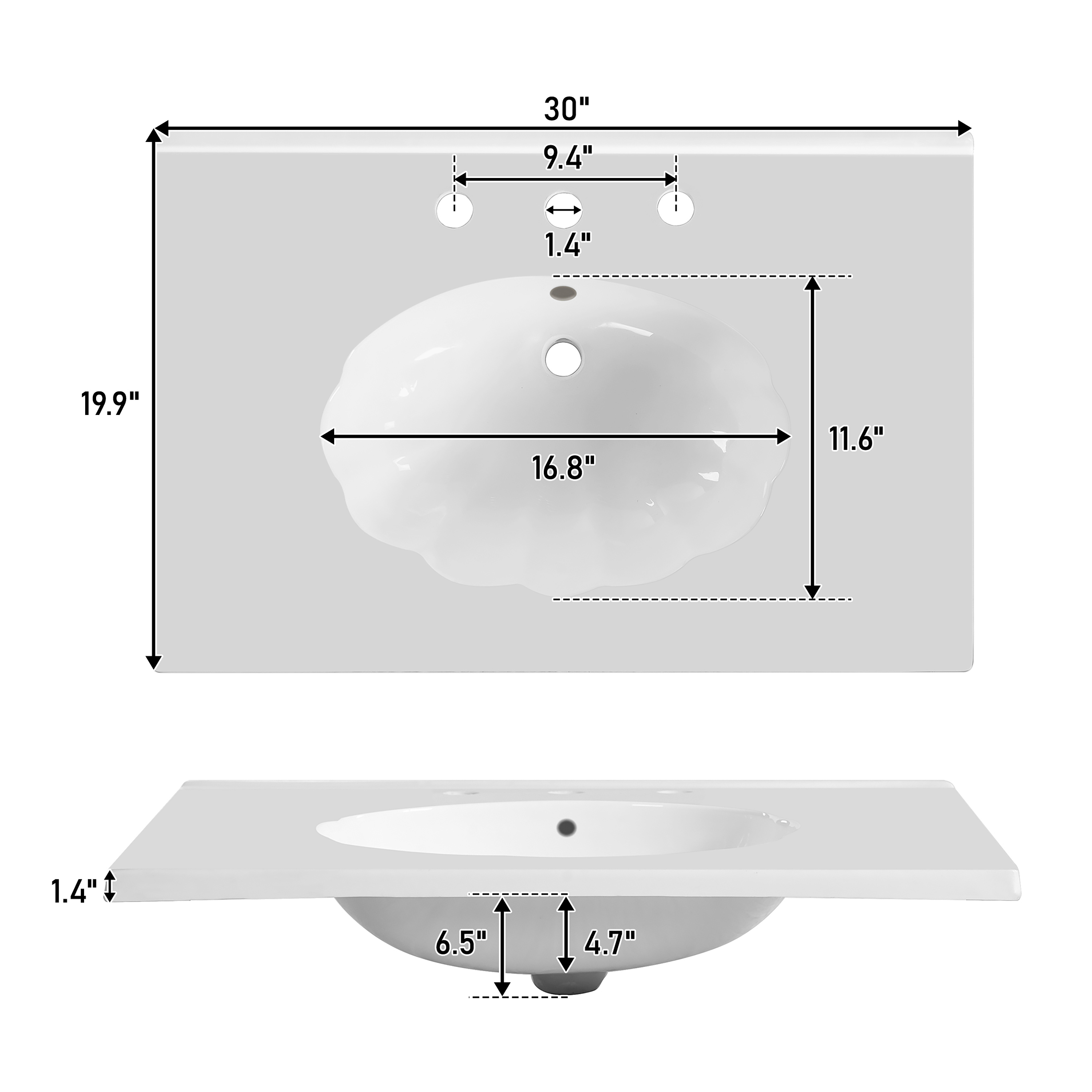 30-Inch Walnut Bathroom Vanity: Seashell Resin Sink, Flip-Up Storage & Soft-Close Doors