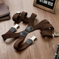 thumbnail image 6 of Buyless Fashion Heavy Duty Suspenders for Men - 48" Adjustable Straps 1 1/2" - X Back with Strong Clips - 5144-Brown, 6 of 8