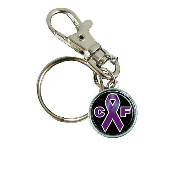 Cystic Fibrosis Awareness Keychain Support Silver Plated Jewelry Key Chain