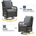 thumbnail image 5 of Garvee 3 Pieces Outdoor Swivel Rocker Chair Set, Outdoor Swivel Glider Rocker, Outdoor Rocking Chair Set with Glass Top Table with Thick Cushions for Backyard, Balcony, Deck, Grey, 5 of 8