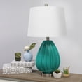 thumbnail image 4 of Elegant Designs Teal Creased Table Lamp with Fabric Shade, 4 of 6