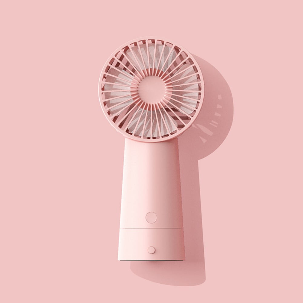 Air Cooler Mini Table Fan Night Light Handheld Charging Desktop Fan Small Portable USB Adjustable Angle Fan Color : Pink 