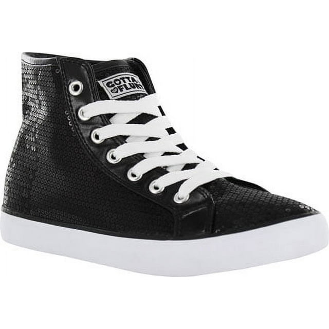 Gotta Flurt Espadrilles de Danse à Paillettes Noires Montantes Disco II pour Femmes, Taille 9,5