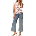 thumbnail image 2 of INSPIRE CHIC Women's Blouse Polka Dots Tie Neck Ruffled Cap Sleeve Wear-to-Work Top L White Red, 2 of 6