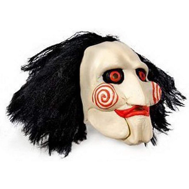 Máscara JIGSAW SAW con Pelo Sintético - Perfecta para Carnaval y Halloween - Disfraz Adulto - Látex, Unisex Talla Única