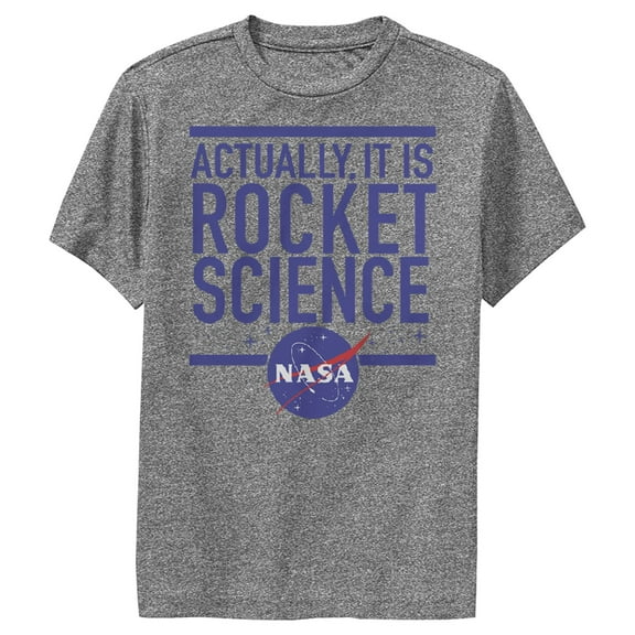 Boy's NASA It is Rocket Science Performance Graphic Tee Charcoal Heather Medium