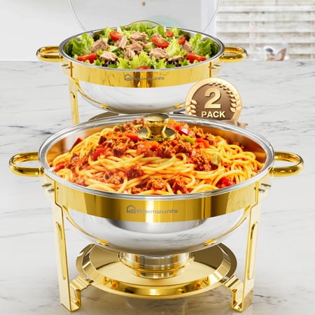 Warmounts Gold Stainless Steel Chafing Dishes, 2-Pack
