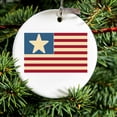 thumbnail image 2 of DistinctInk Hanging Ceramic Christmass Tree Ornament with Gold String - Great Gift / Present - 2 3/4 inch diameter - USA Single Star Flag Red White & Blue, 2 of 2