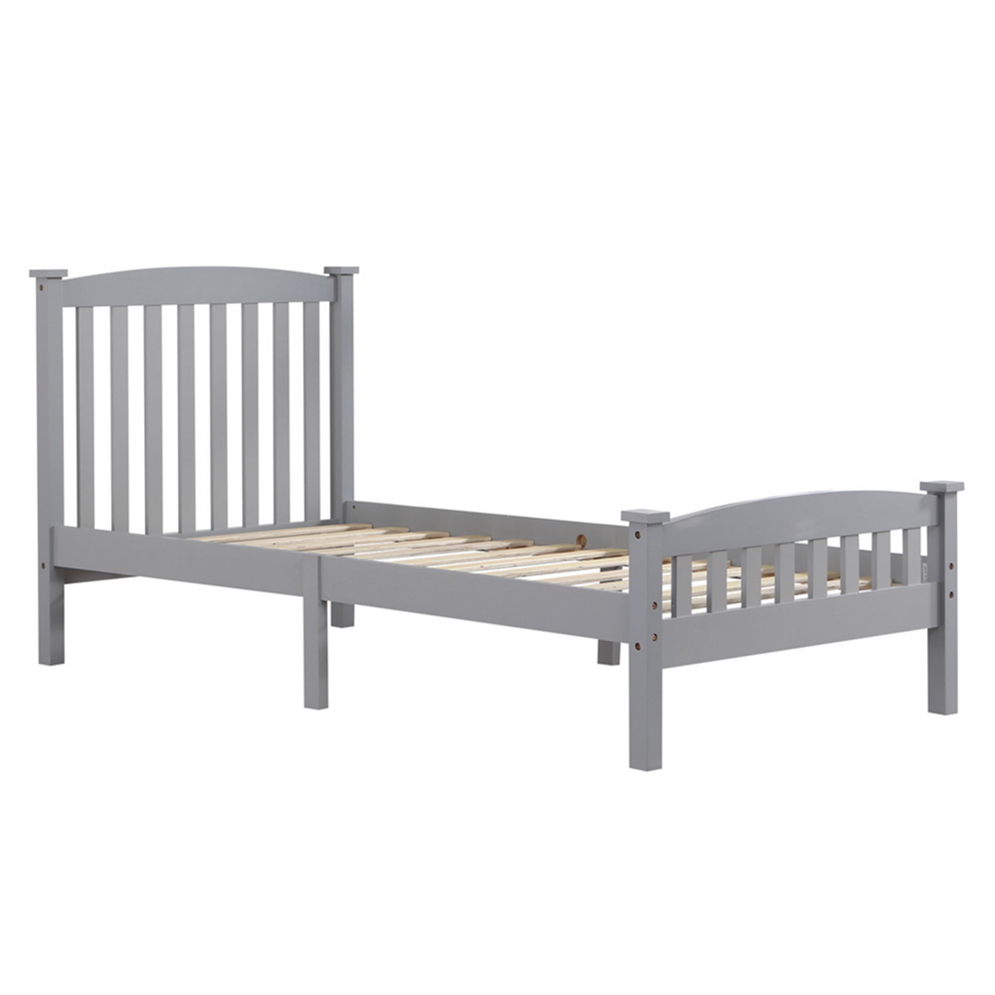 Kadyn Full-Size Bed Frame, Platform Bed Frame with Gray Vertical Slatted Headboard, Solid Wood Bed Frame with Footboard Kadyn Full-Size Bed Frame, Platform Bed Frame with Gray Vertical Slatted Headboard, Solid Wood Bed Frame with Footboard