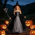 thumbnail image 2 of Little Girls Dresses Straps Mesh Child Sleeveless Cartoon Hallowmas Holiday With Hat Party Dress Girls Size 6-7T, 2 of 5