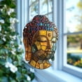 thumbnail image 3 of Window Hanging Buddha Face, Car Decoration, Stained Glass Style Suncatcher, Spiritual Art Gift for Dad or Mom, Unique Home Décor, Zen Meditation, Boho Room Decoration, 3 of 4