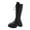 Black, variant on QQAMB Womens Knee High Combat Boots, Comfort Platform Chunky Low Heel Lace Up Boot Lug Sole Mid Calf Riding-Boots