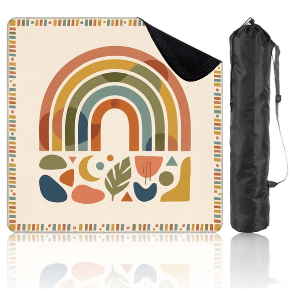 31.5" x 31.5" Mahjong Mat with Carrying Bag Rainbow Arch boho Non-Slip Noise Reduction Game Mat for American Mahjong Table Cover Game Night Decor Hostess Gift