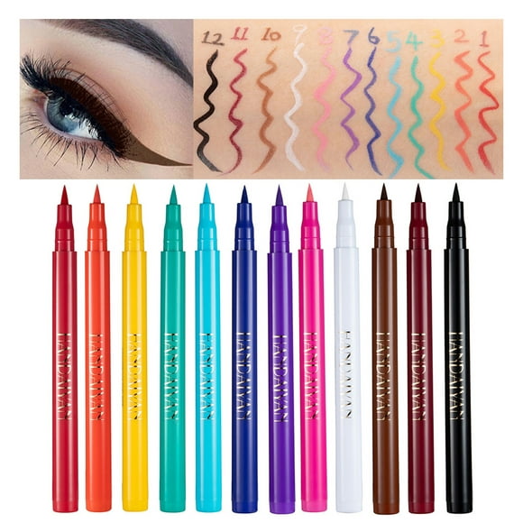 HEVIRGO 12Pcs/Set Colored Eyeliner Delicate Texture Smudge-proof Matte Women Fashion Eyeliner Pen for Makeup