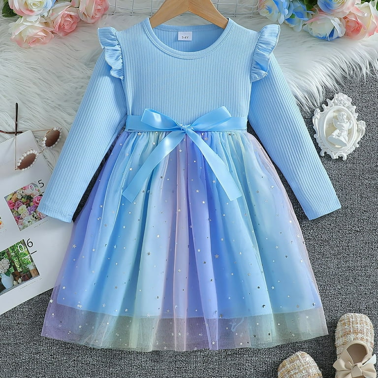 ZTKWD Toddler Tutu Outfit Toddler Tutu Dresses Little Girls Tulle Fall Winter Long Sleeve Ruffle Holiday Party Dress 2-6y, Toddler Girl's, Size: 4-5