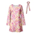 thumbnail image 4 of Retro Era Hippie Roleplay Party Stage Performance Casual Dress Fashion Pink XXL, 4 of 4