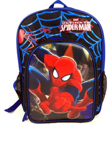 Spiderman Cartoon Black Backpack School All Print Book Bag Backpack 16" for Kids 