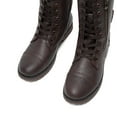 thumbnail image 3 of BURUDANI Women's Ankle Bootie Winter Lace up Mid Calf Military Combat Boots, 3 of 6