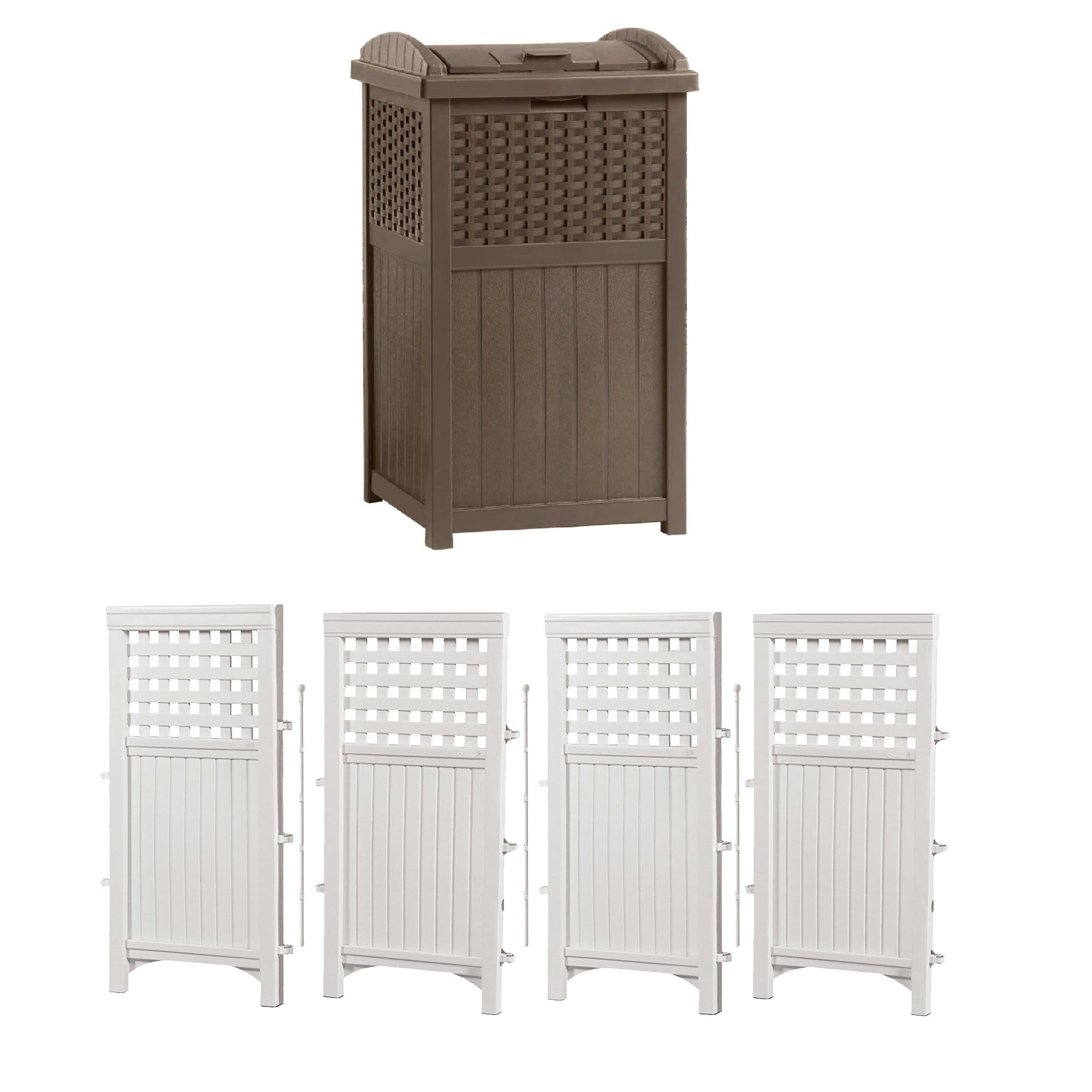 Suncast Trash Hideaway 33 Gal. & Outdoor Garden Yard 4 Panel Screen