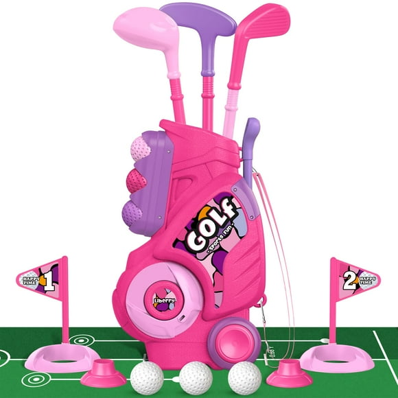 Juego de golf Liberty para niños pequeños con colchoneta de 2 a 5 años, color rosa