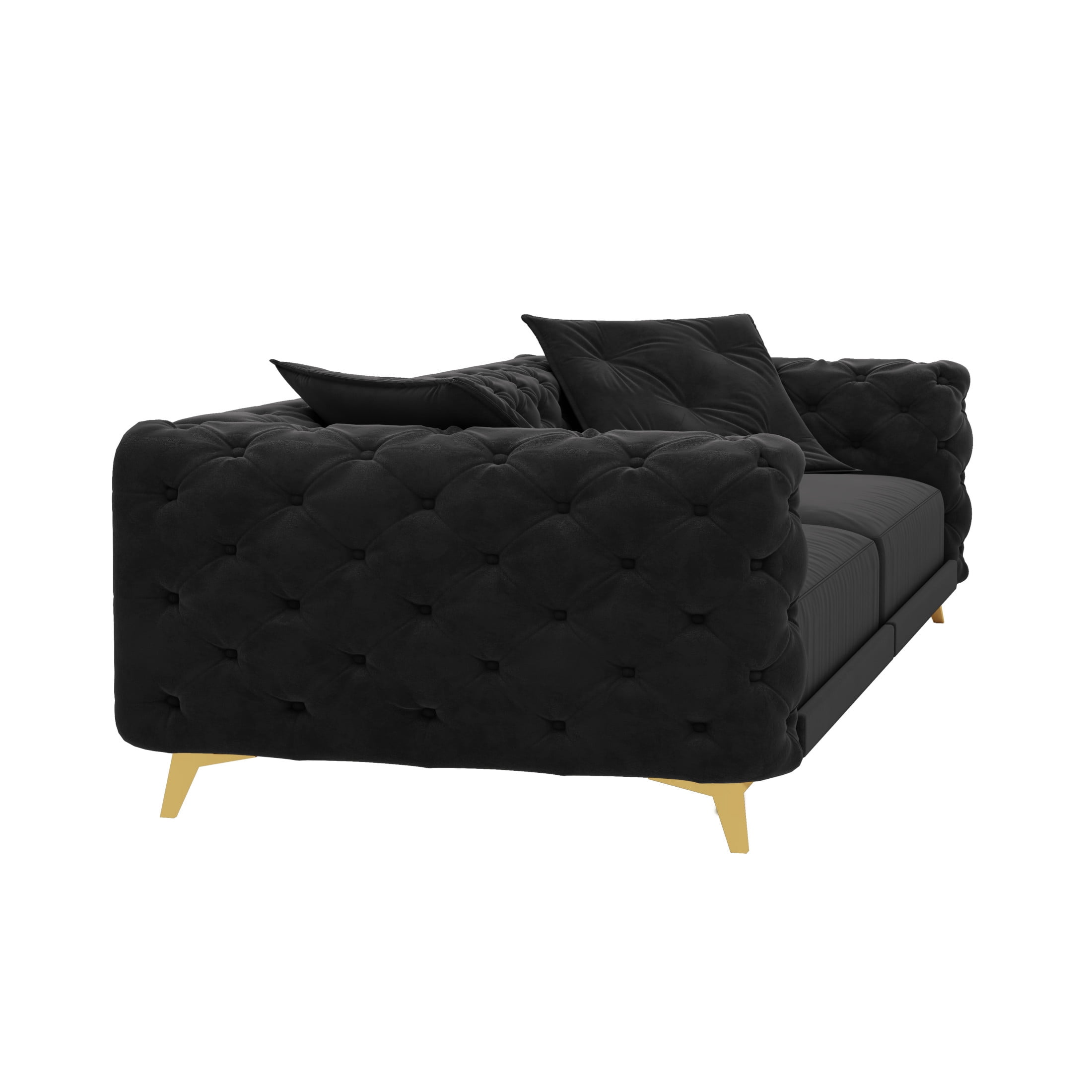 Noble House Rostin 4-Seat Velvet Convertible Sleeper Sofa, 3-in-1 Pull-Out King Bed with Movable Ottoman, Black