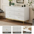 thumbnail image 3 of FURNIWAY 6-Drawer Double Dresser, White Dresser with Gold Handles, Fluted Panels, Modern Wood Chest, 3 of 7