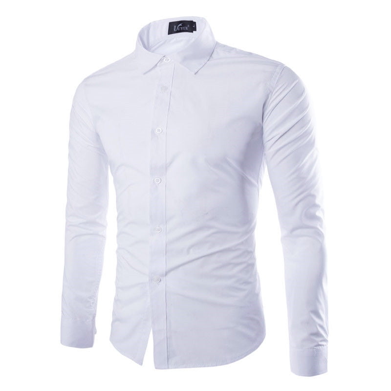 ZEROYAA Men's Long Sleeve Dress Shirt Solid Slim Fit Casual Business ...