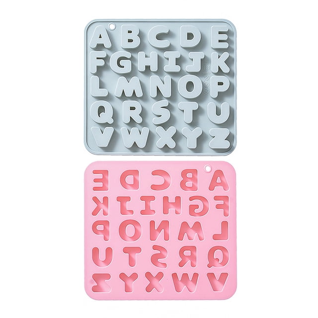 Molde de silicona con forma de letra inglesa de gel de sílice, molde de chocolate, molde para hacer pasteles y postres, suministros para hornear en la cocina y el hogar (2 unidades)