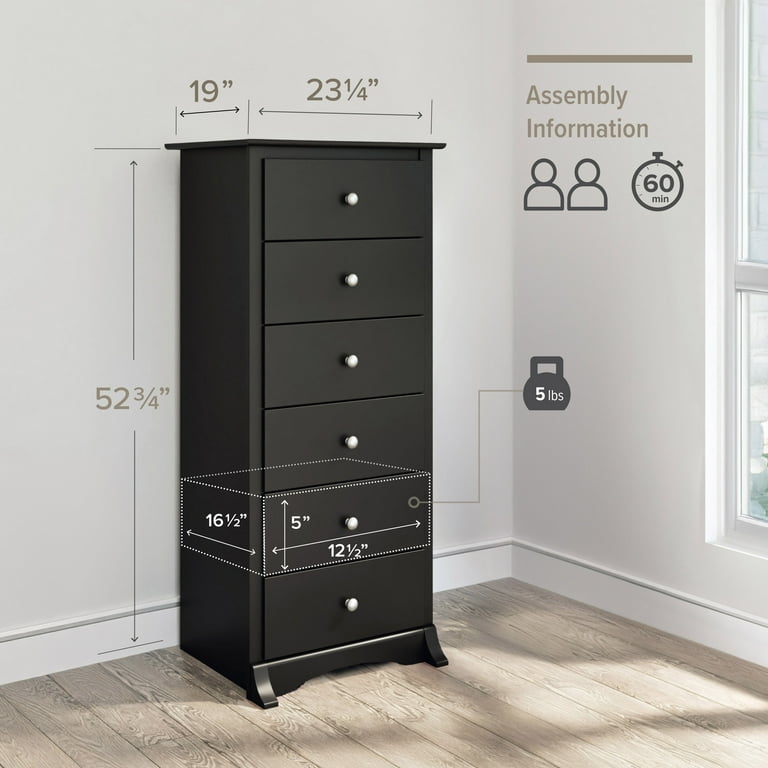 Prepac black sonoma tall 6 drawer chest discount