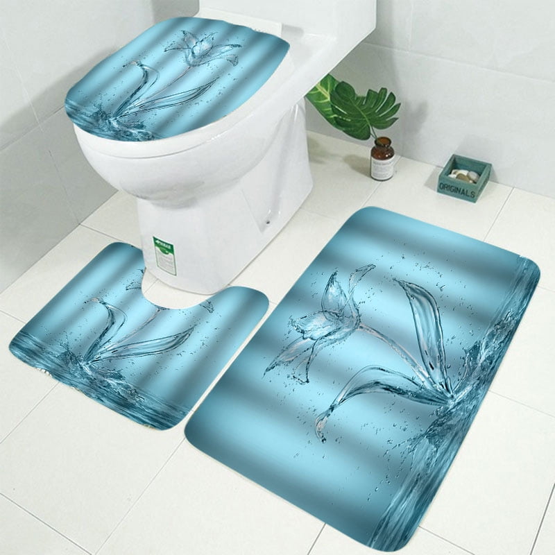 3D Printed Waterproof Polyester Fabric Curtain Toilet Cover For Home Bathroom US