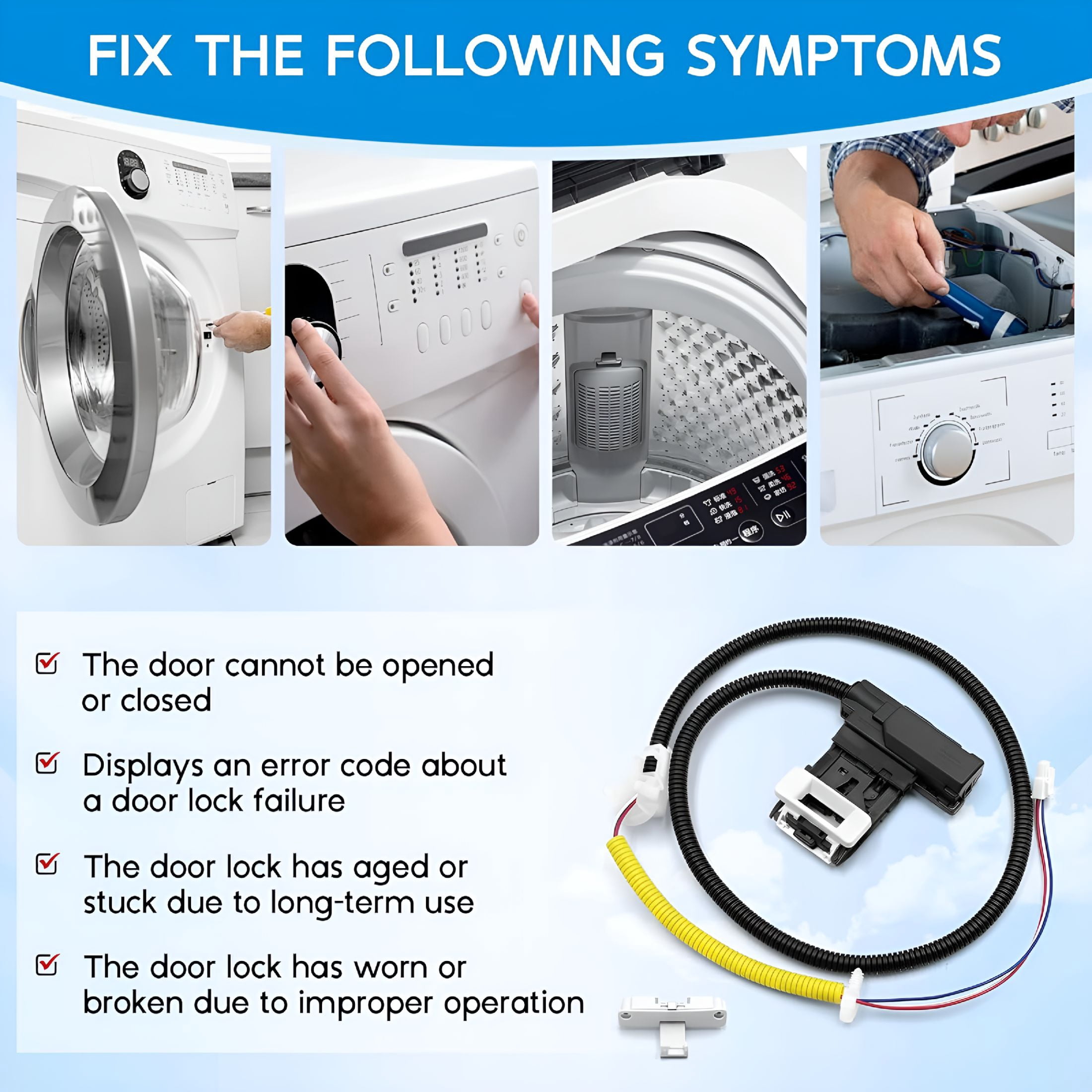 HIBIBUD 2026 New Upgraded Washer Lid Lock Switch Assembly, Replaces W11307244, W10682535, W10838613, W11253733, Ps12704713 for Washer,Home Laundry