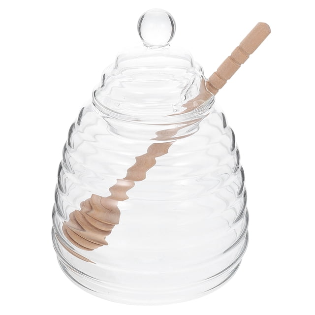 Minkissy 1 Set of Honey Pot with Wand Transparent Glass for Observation and Kitchenware