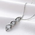thumbnail image 4 of APSVO Silver Cubic Zirconia Necklace for Women, Dainty Simple 3 Stones Twisted Women Necklaces Pendant Chain Bridesmaid Jewelry Valentine’s Day Gift, 4 of 7