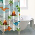 thumbnail image 4 of LightBlue Cartoon Dinosaurs Volcanoes Palms Patter Shower Curtain 36"x72" ,Bathroom Decorative Shower Curtains Set with 12 Hooks,Modern Waterproof Washable Shower Curtain, 4 of 6