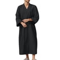 thumbnail image 3 of Men’s Lightweight Seersucker Bathrobe Cotton Classic Casual Nightwear with Pockets, 3 of 9