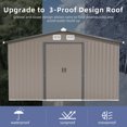 thumbnail image 6 of 10x12FT Outdoor Metal Shed, Storage Cabinet with Sloping Roof & Lockable Sliding Door, Waterproof Metal Vertical Tool Storage Shed for Patio, Garden, Backyard, Grey, 6 of 17