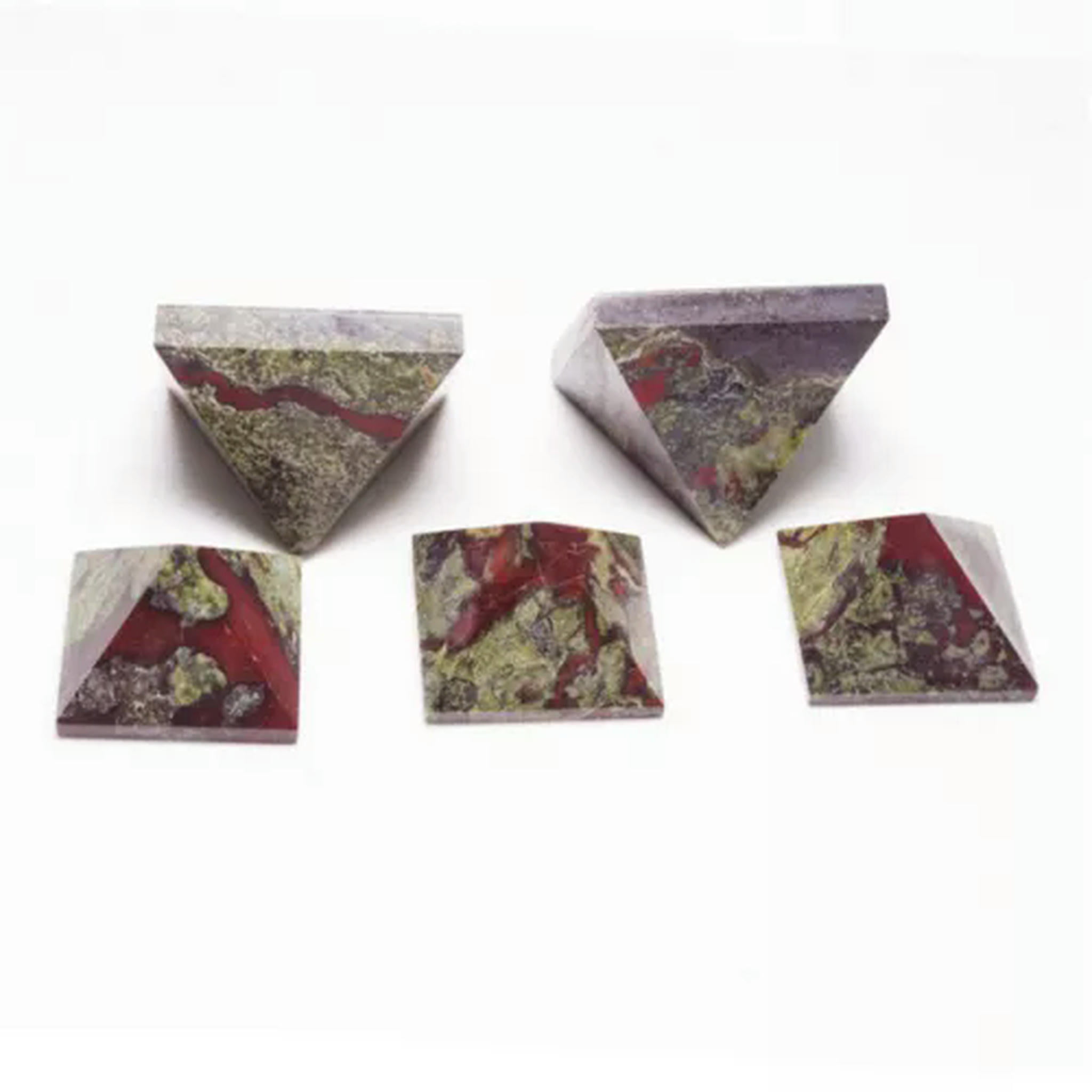 EOEMY Natural Quartz Crystal Point Tower Chakra Healing Rock Gemstone Pyramid Decor-10Pcs-Dragon Blood Jasper Stone