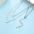 thumbnail image 4 of EUEAVAN Love Pearl Pendant Double Layer Stainless Steel Necklace Silver, 4 of 8