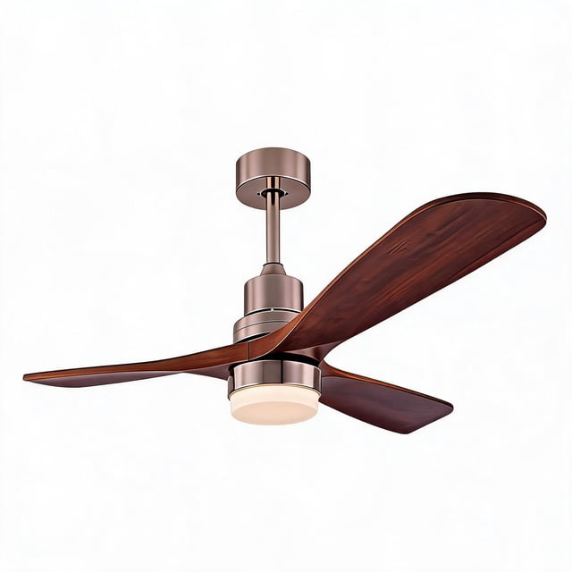 Ventilador de Techo con Luz LED - Motor DC Silencioso Reversible con Control Remoto - 3 Aspas de Diseño Aerodinámico con Acabado Madera - Lámpara Ventilador para Sala, Recámara o Terraza