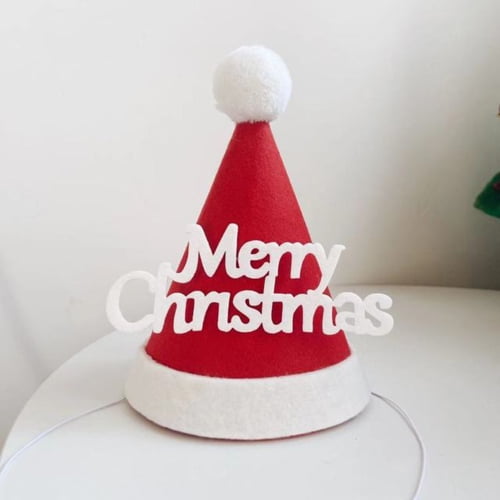 Manunclaims Christmas Hat Fine Workmanship Non Woven Fabric Decorative Tree Elk Xmas Party Cap Kids Santa Hat - Red / White