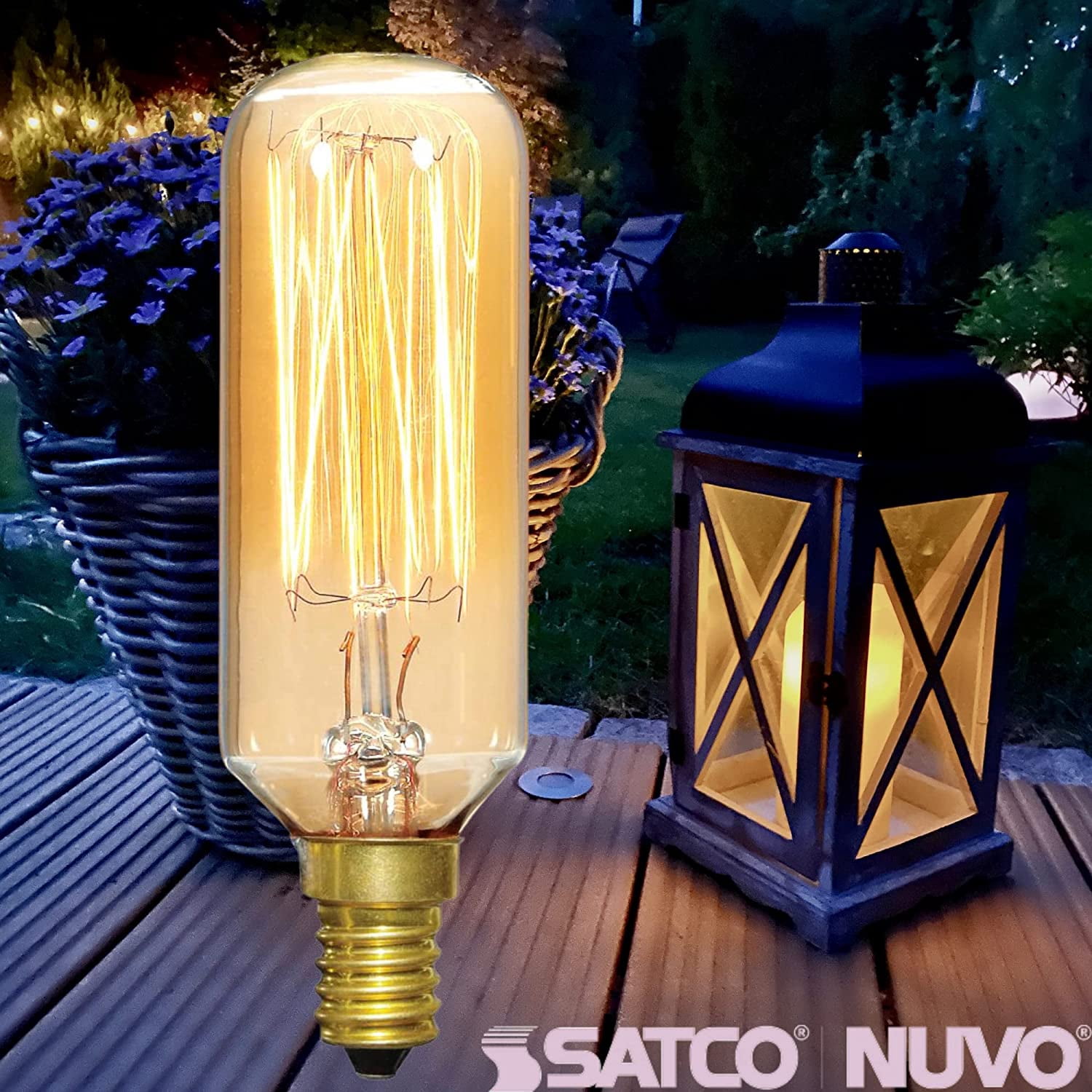 SATCO S2420 40W 120V T9 Incandescent Bulb Clear Gold Vintage E12 Candelabra Base (10 Pack)