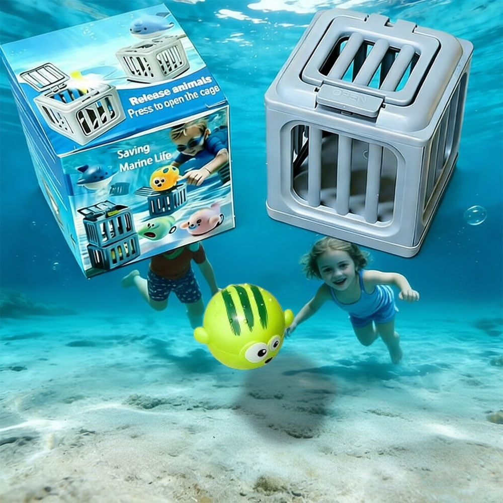 Pool Diving Toys Underwater Dive Toys with Storage Fish Box & Floating Animals Fun Outdoor Beach Lake Swim Summer Party Gift 3-12 Year Old Boy Girl