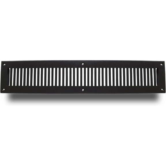3"x24" Caststo Cast Aluminum Contemporary Design Air Return Grille | Overall 5"x26" |- Black- Rock (For Floor- Black without Screw Holes)