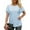 Light Blue, variant on Beecarchil Women Casual Ruffle Short Sleeve Tops Summer Crew Neck Eyelet Shirts Flowy Dressy Tunic Blouses Black M