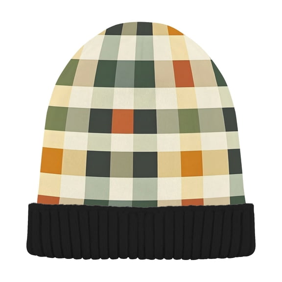 joogoo Checkered Pattern-6 Beanie Hats Cuffed Winter Warm Knit Thick Beanies
