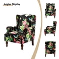 thumbnail image 5 of Tina's Home Wingback Accent Chair with Floral Pattern, Traditional Fabric Armchair Nailhead Trim Wooden Legs for Living Room Bedroom Black, 5 of 8