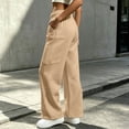 thumbnail image 4 of cocolona Womens Winter Casual Loose Sweatpants Elastic Waist Straight Wide Leg Gym Workout Pants with Pockets, 4 of 5