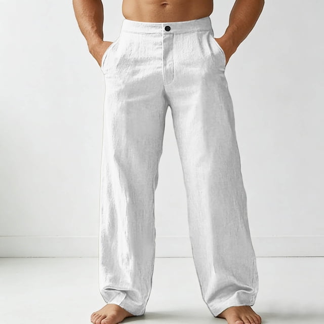 Casual Linen Trousers For Everyday Comfort And Stylish With Button Detail In A Revamped Classic Style For Men