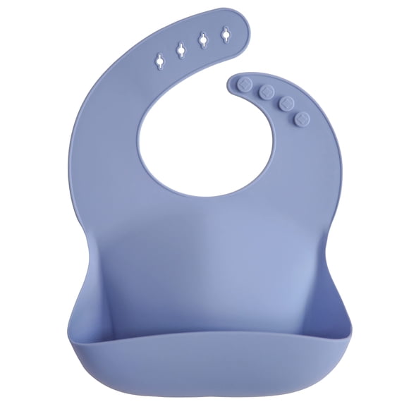 Babero de silicona para bebé, ajuste ajustable, impermeable, azul